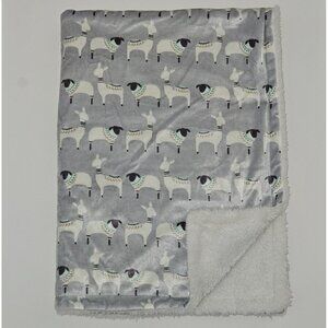 HB Hudson Baby Blanket Gray White Sheep Lamb Alpaca SOFT Fleece 30" x 40"